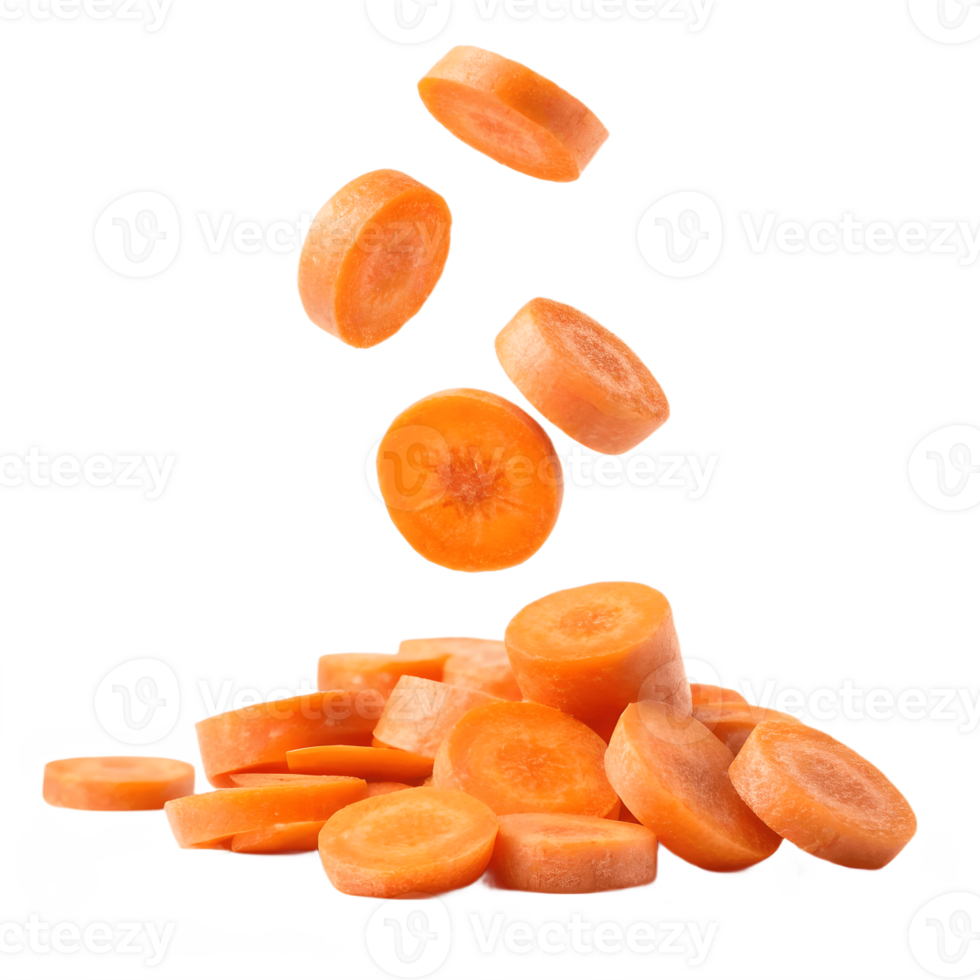 Falling Carrot Slices on Transparent Background png