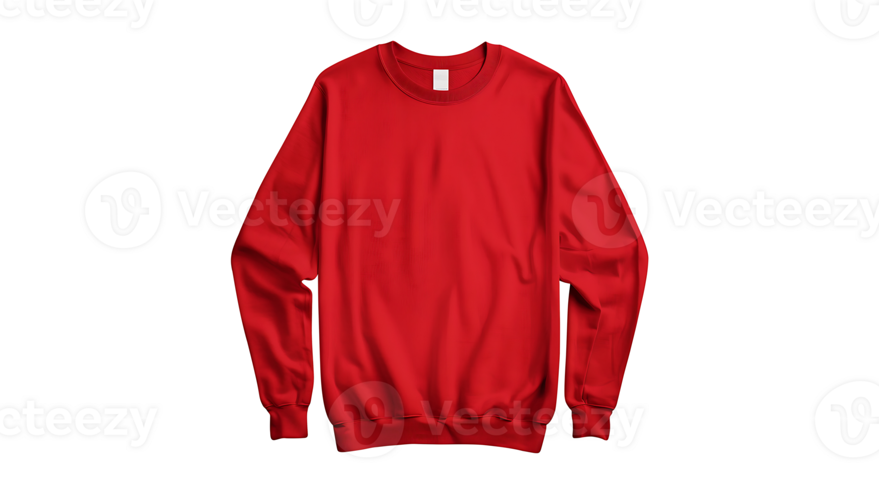 Red long-sleeved tee sweatshirt on a transparent background png