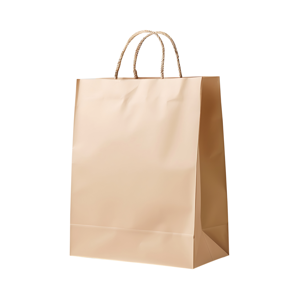 Side view blank shopping paper bag, on a transparent background png