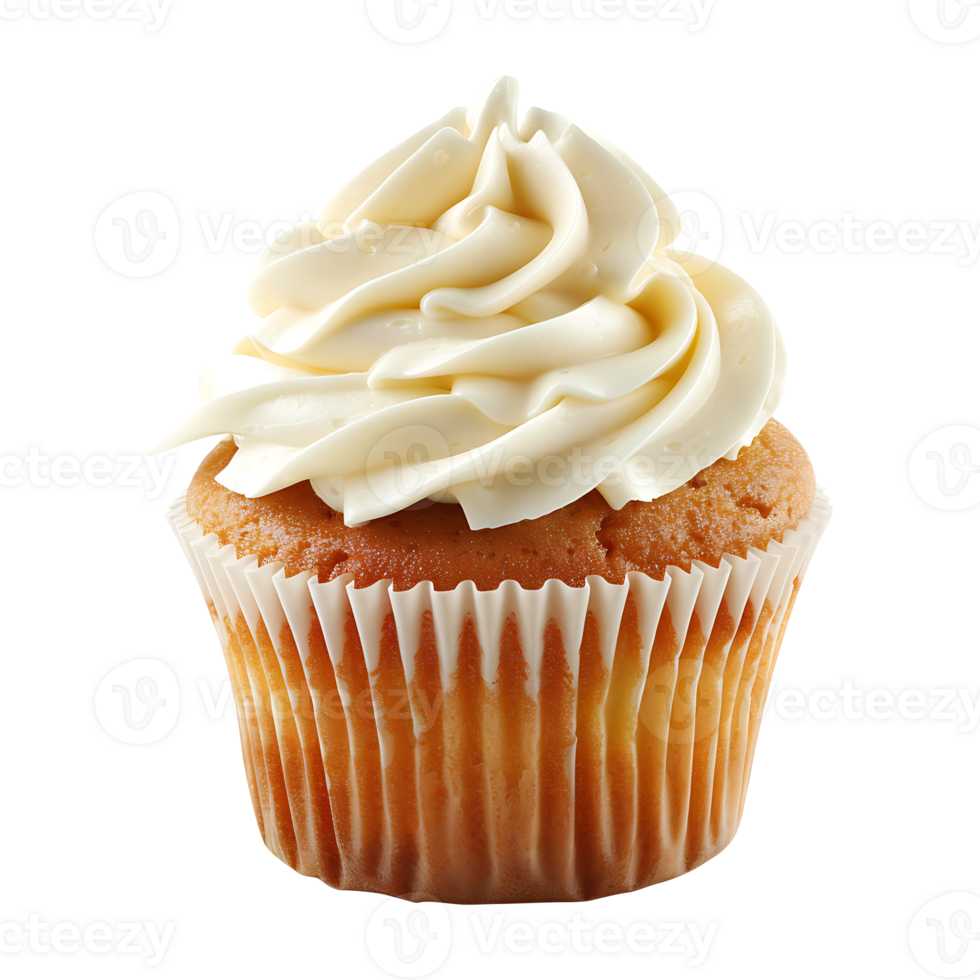 Cupcake muffin with icing frosting on a transparent background png