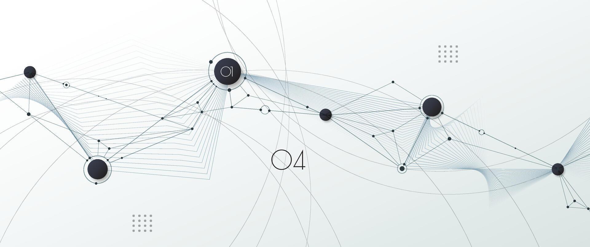 Illustration molecule, Network Connection. Element of geometric shape, wave line, dot, on white background. Modern graphic design for web site. Digital Technology, science, futuristic concept vector