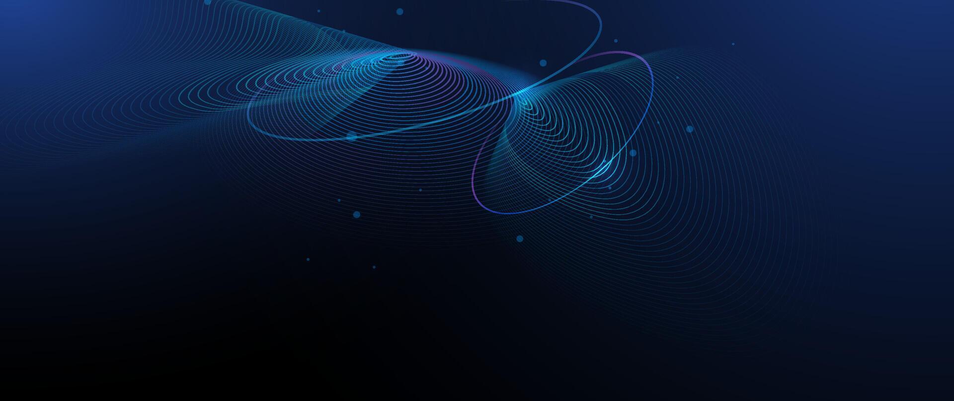 Abstract dynamic geometric shape, wave flow line, light effect and texture on blue gradient color for wallpaper, template banner. Modern graphic design for futuristic background vector