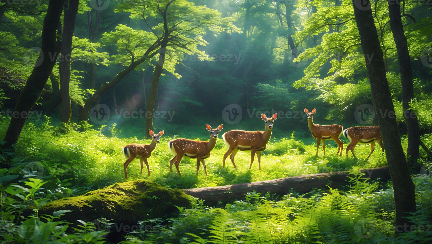 Deer Family in Forest photo