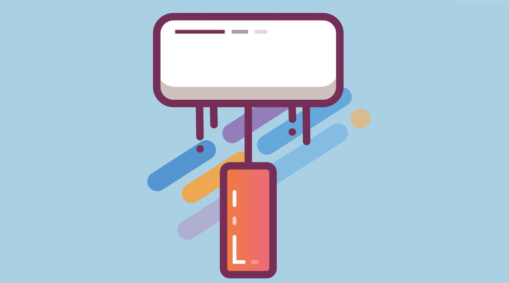 Illustration of a wall paint brush with vibrant colors, painting a wall. The brush, dipped in colorful paint vector