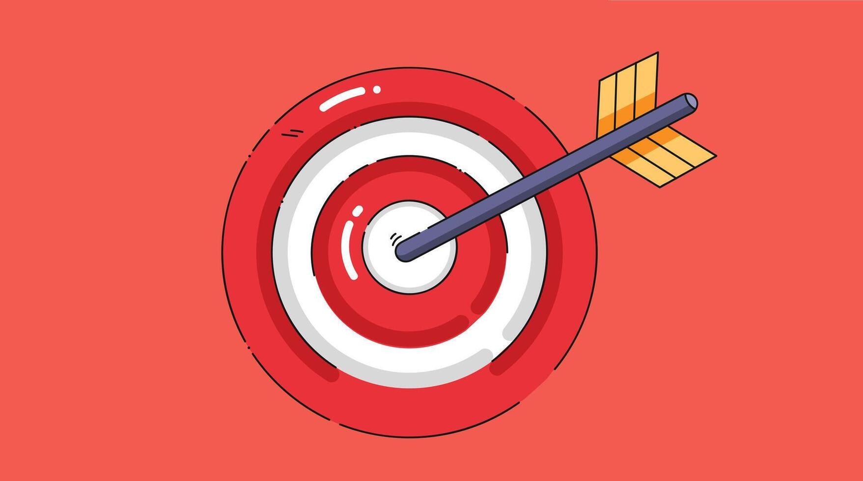 A red target area with an arrow aimed at its center, symbolizing focus, precision, and goal achievement, isolated on a solid background vector