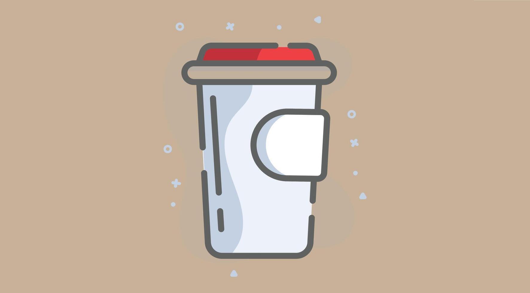 A simple, stylized illustration of a coffee cup with a lid, commonly used for takeout beverages vector