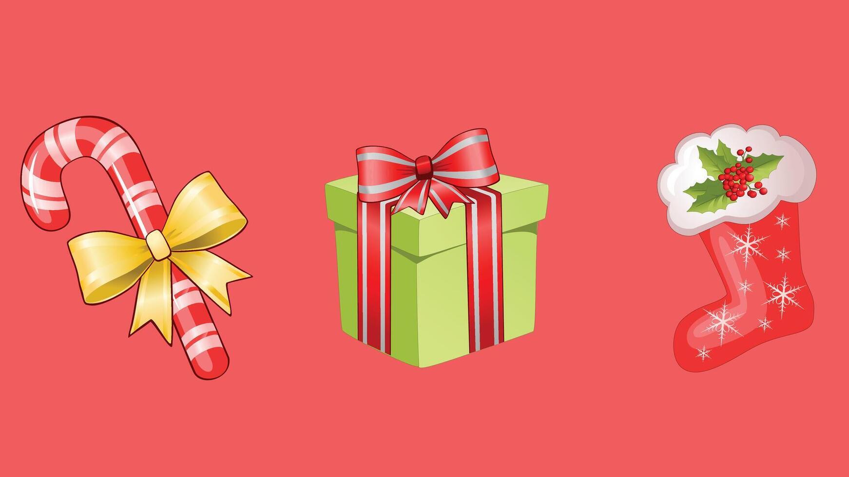 A collection of Christmas ornaments and design elements, including festive decorations vector