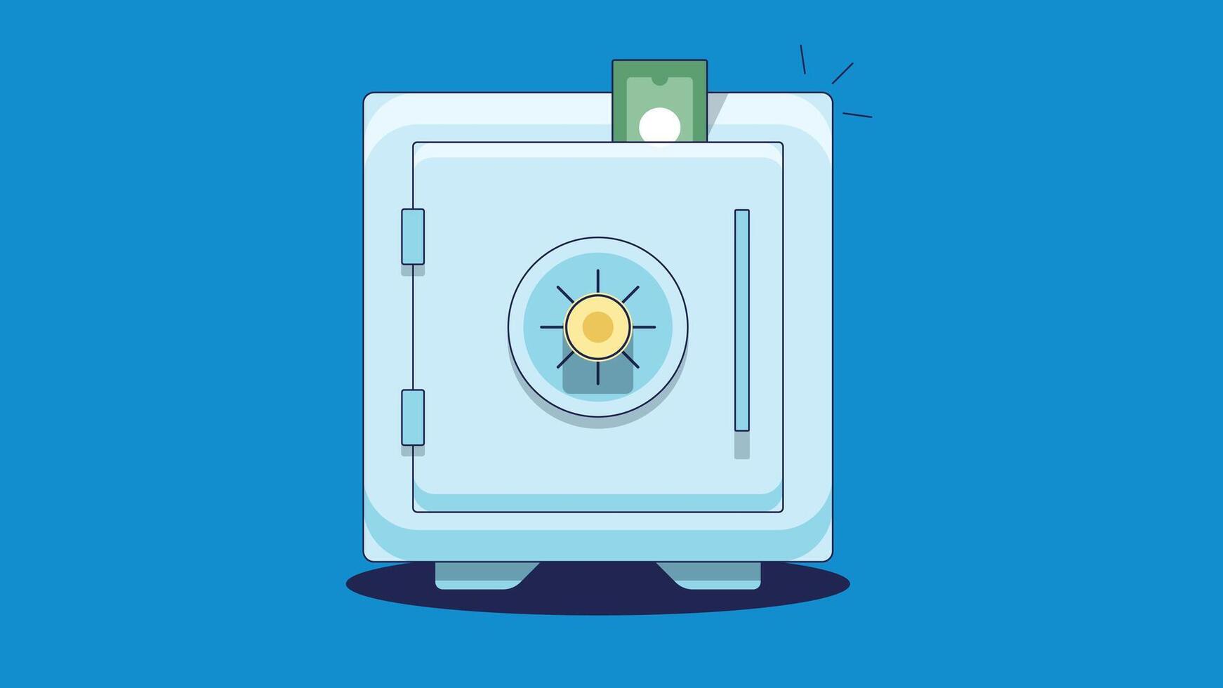 money safe with money bills inside. The safe is securely locked, symbolizing the protection of wealth vector