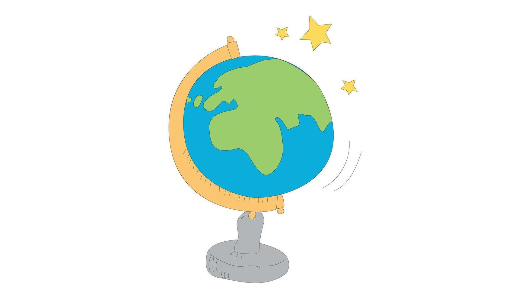 illustration of a world sphere for geography on a stand, showcasing a world map, symbolizing education, exploration vector