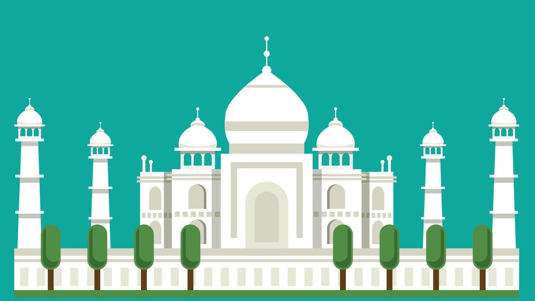 Illustration of the Taj Mahal, an iconic symbol of India, showcasing its stunning Mughal architecture vector
