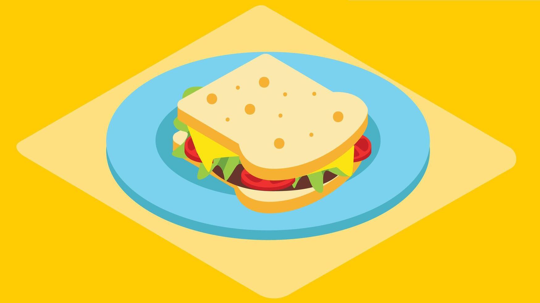 A delicious breakfast sandwich filled with eggs, cheese, and bacon, perfectly layered between toasted bread vector