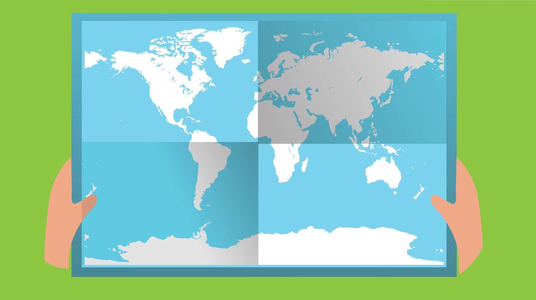 Folded design world map showcasing continents and countries in a minimalist style, emphasizing clean lines vector