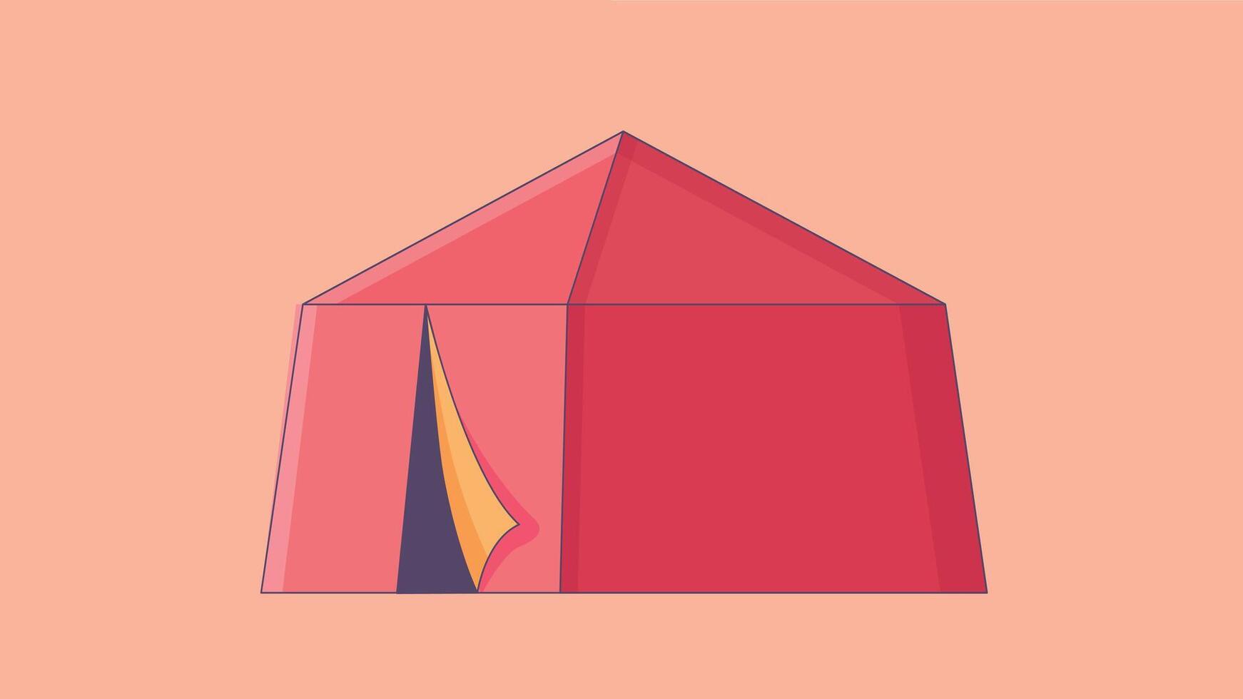 A camping tent set up in the great outdoors, surrounded by nature. The tent offers a comfortable and cozy shelter for outdoor adventures, with open space, greenery vector