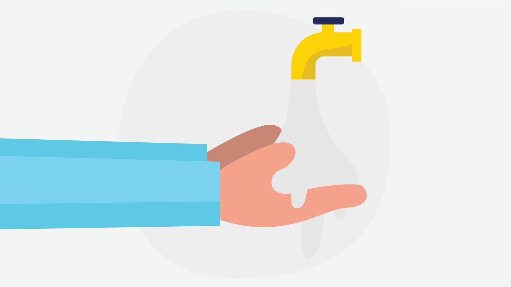 A person washing their hands thoroughly under running tap water to maintain hygiene and cleanliness as part of daily personal care and health safety routine vector