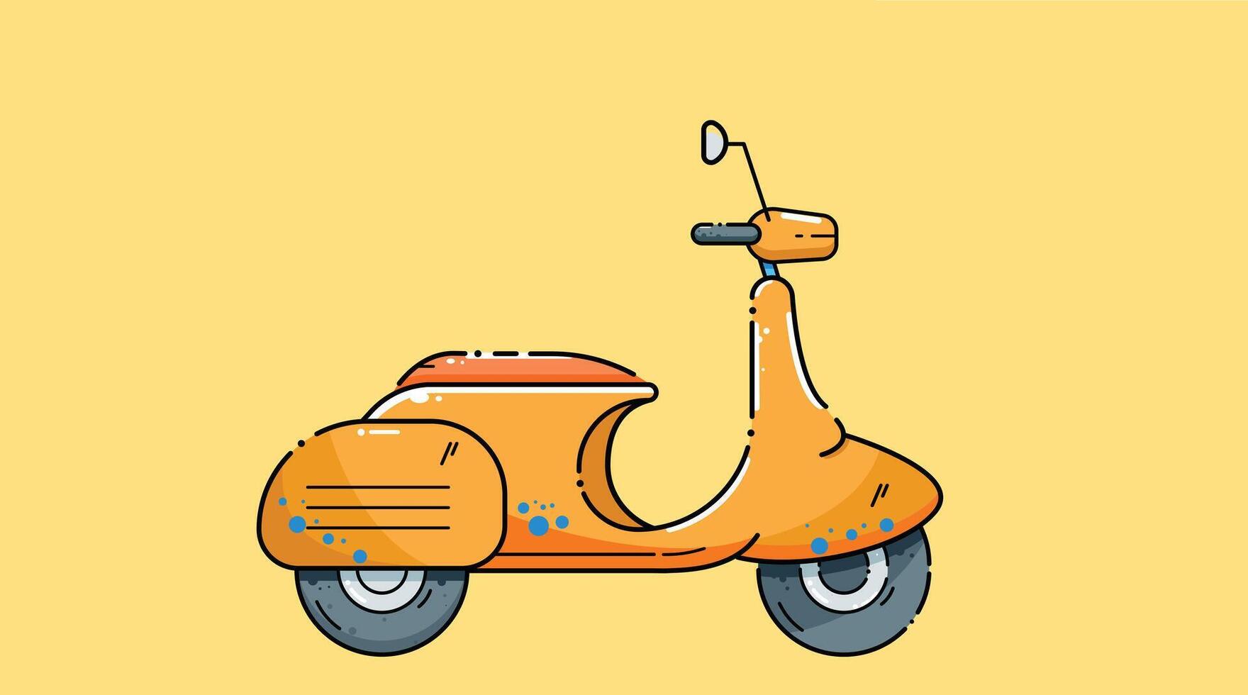 A scooter bike illustrated with a solid background, showcasing its sleek and minimal design, often used for city commuting and urban transportation vector