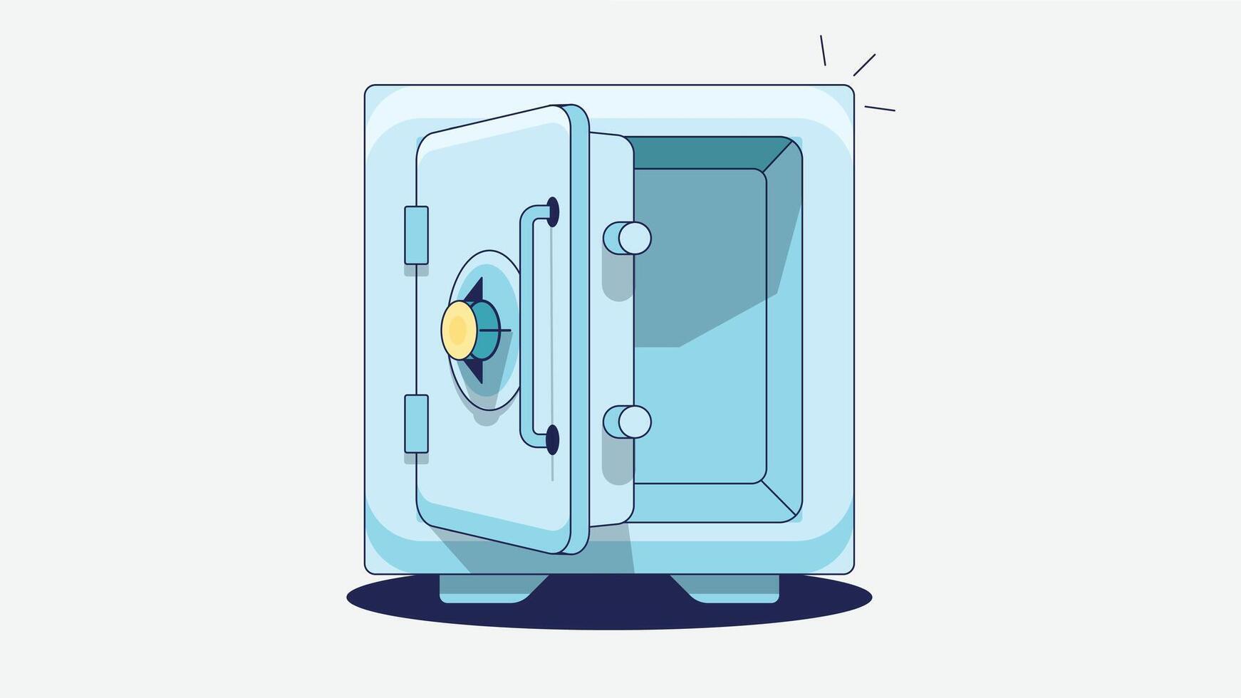 illustration of an opened empty safe isolated on a solid background, symbolizing security and storage with no contents inside vector