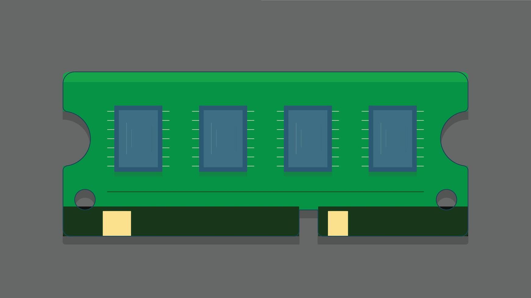 An isolated illustration of a RAM memory card designed for a PC, featuring clear detailing and showcasing its sleek, compact design vector