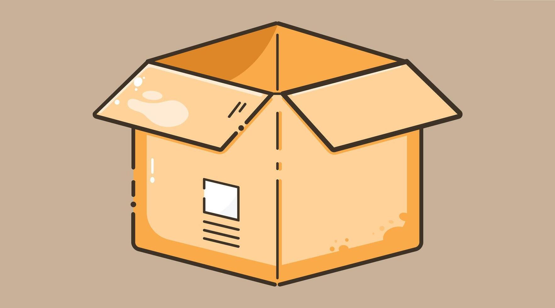 illustration of an opened shipping box, ready for delivery. The box is partially opened to reveal its contents vector