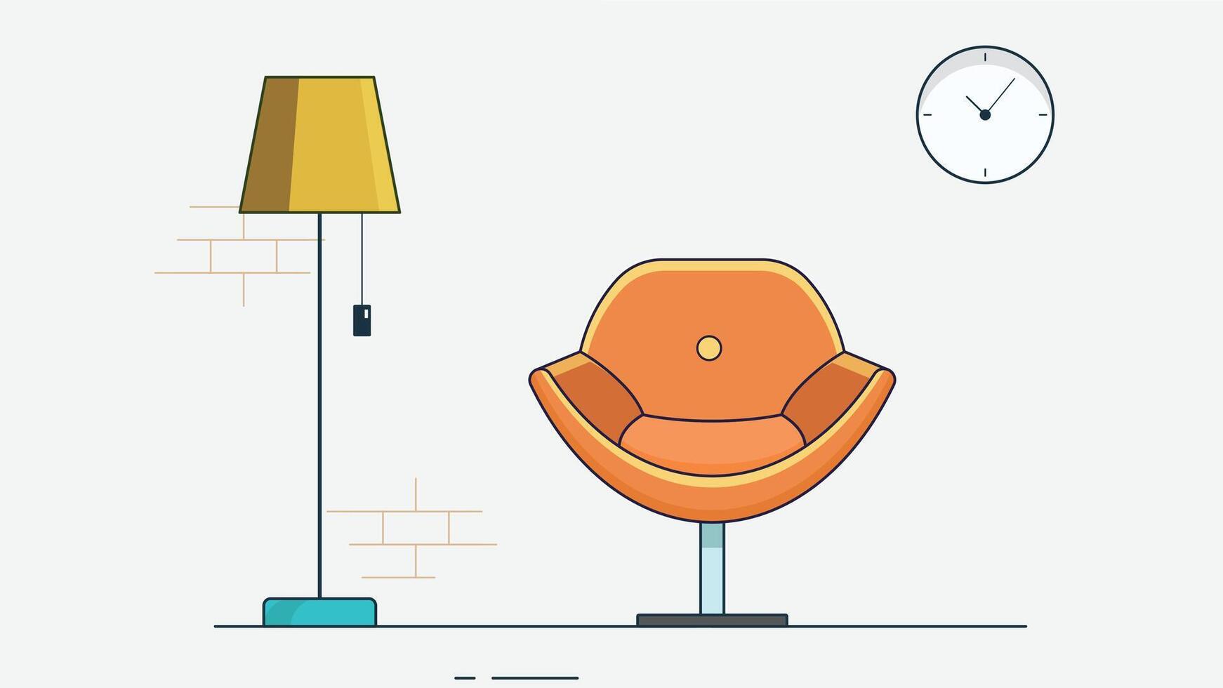 interior design featuring a cozy chair and a side light stand, creating a warm and inviting atmosphere vector
