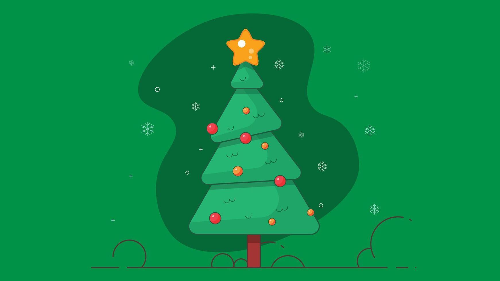 A beautiful Christmas tree with a star on top, isolated on a white background. The tree is decorated with ornaments and twinkling lights, capturing the festive spirit of the holiday season vector
