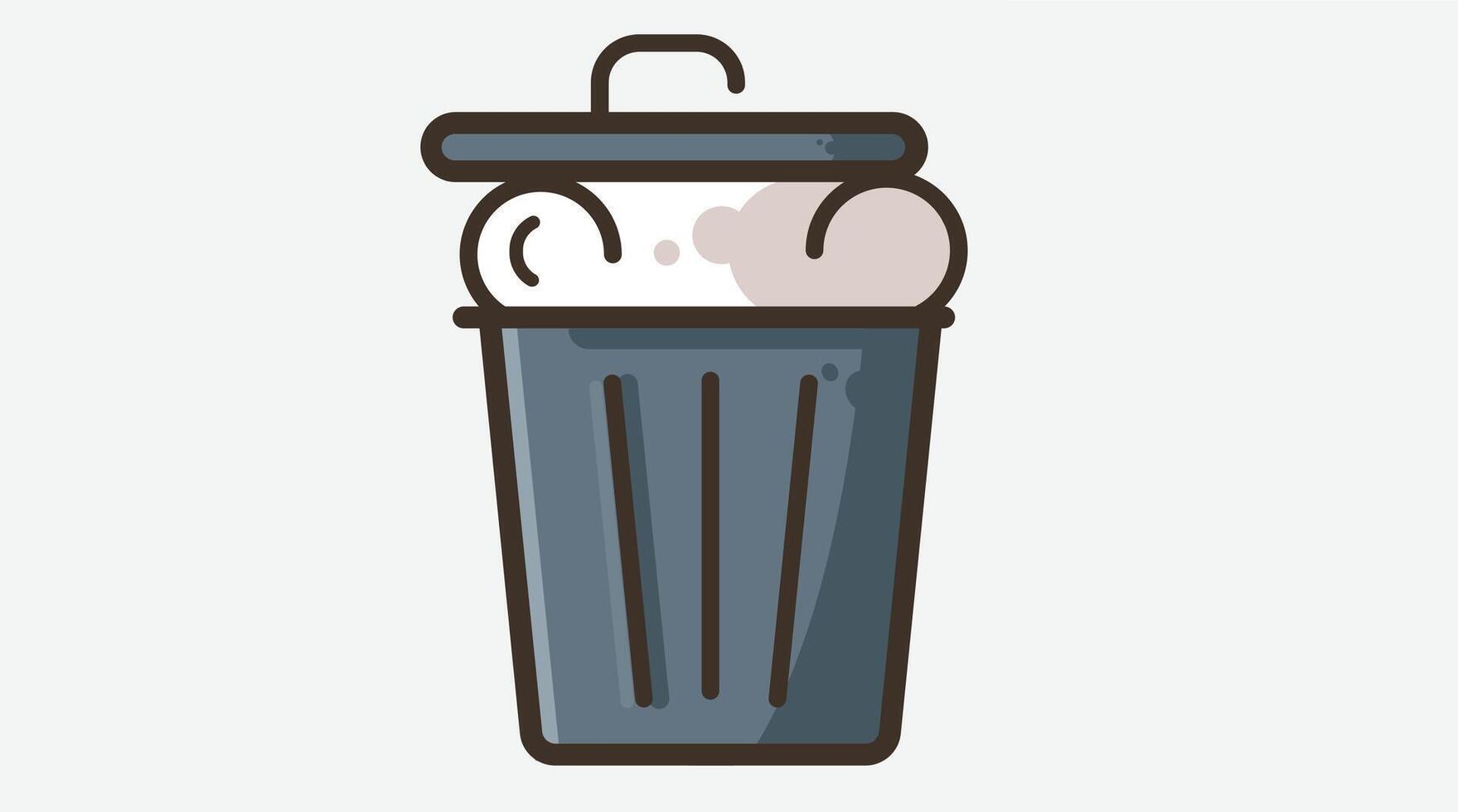 Illustration of a trash bin isolated on a solid background, representing cleanliness, waste disposal vector