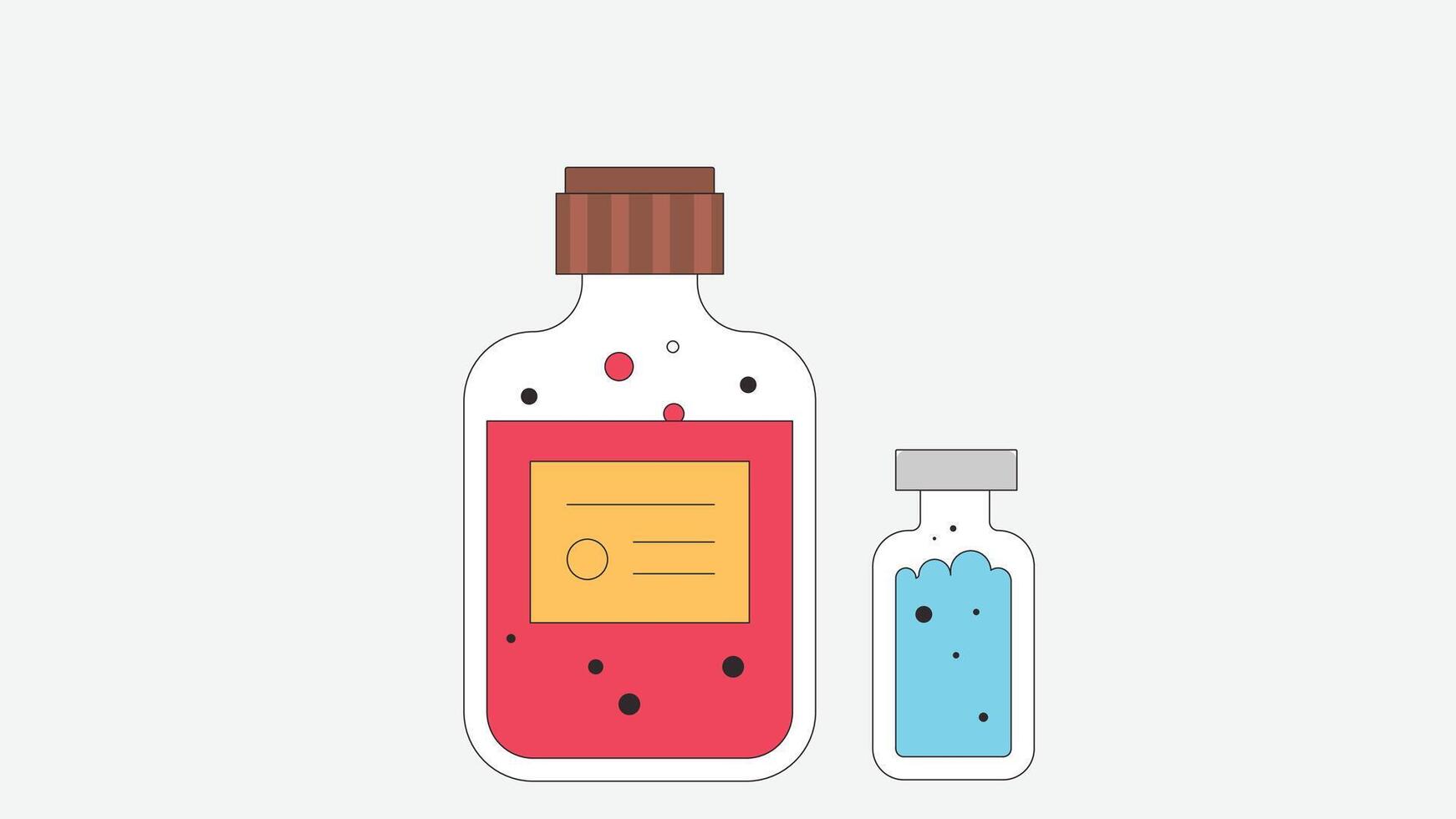 Flat illustration of a medical bottle isolated on a solid background, representing pharmaceutical packaging used for storing medicine, pills, or liquid treatments in a clinical setting vector