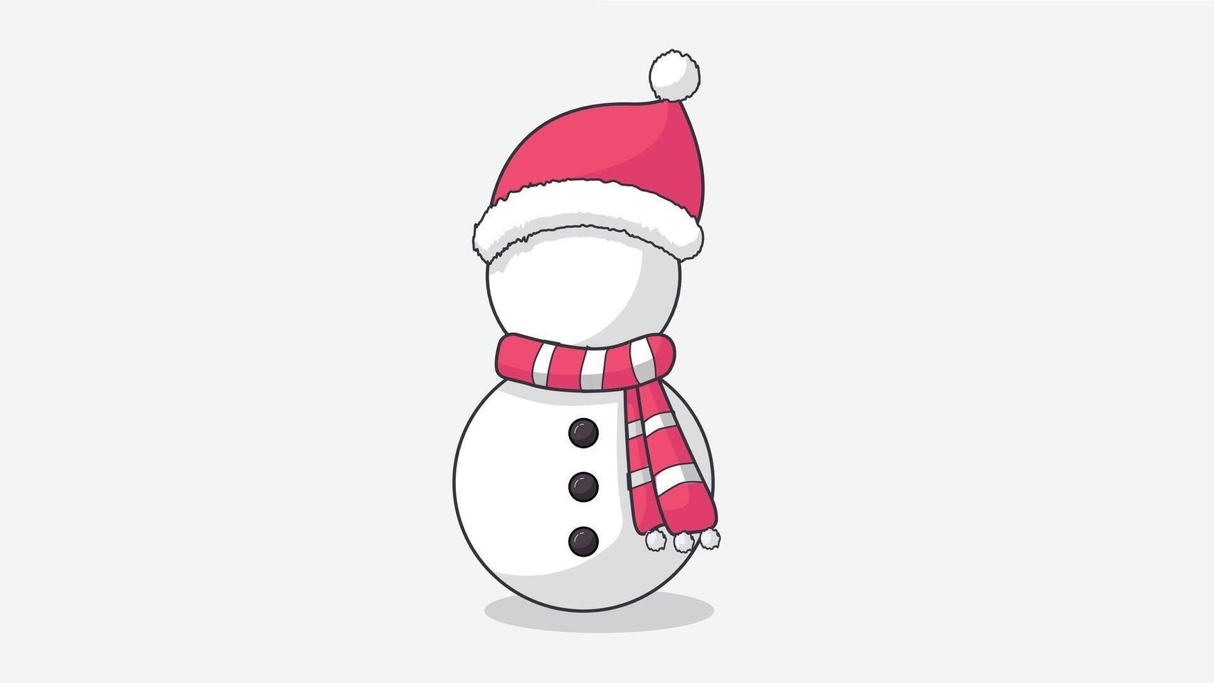 Illustration of a snowman wearing a hat, isolated on a white background, showcasing classic winter character design vector