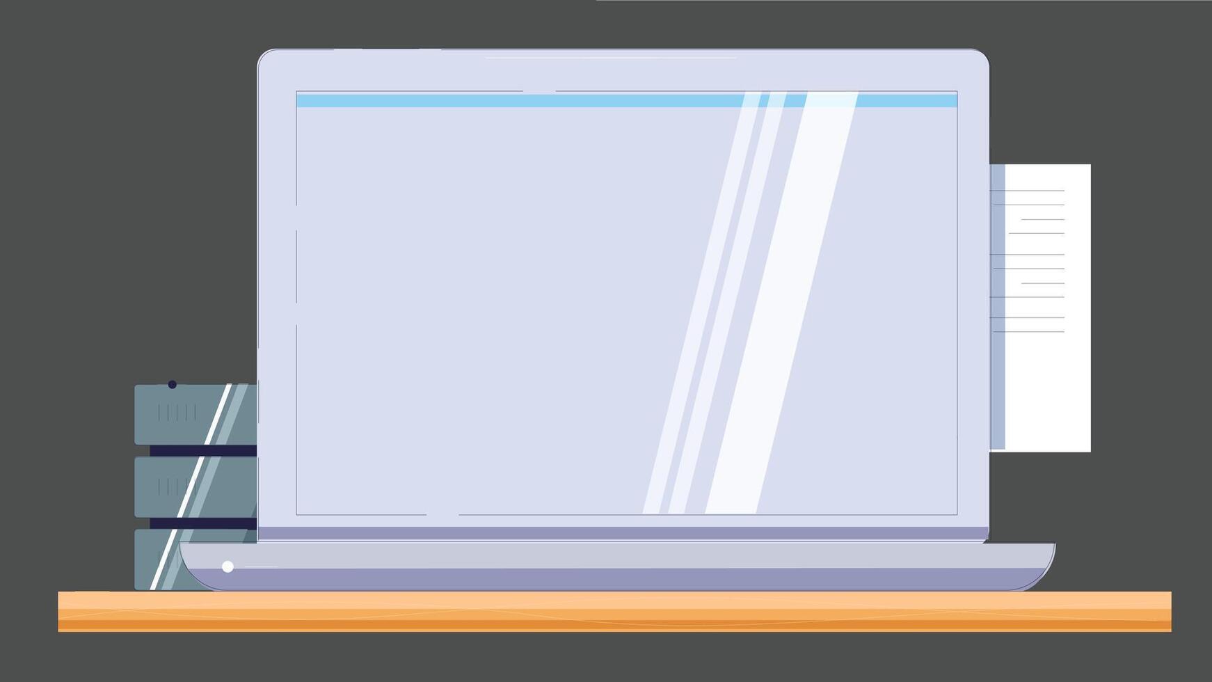 Front view of an opened laptop with a blank screen, showcasing a modern sleek design, keyboard layout, and screen bezel vector