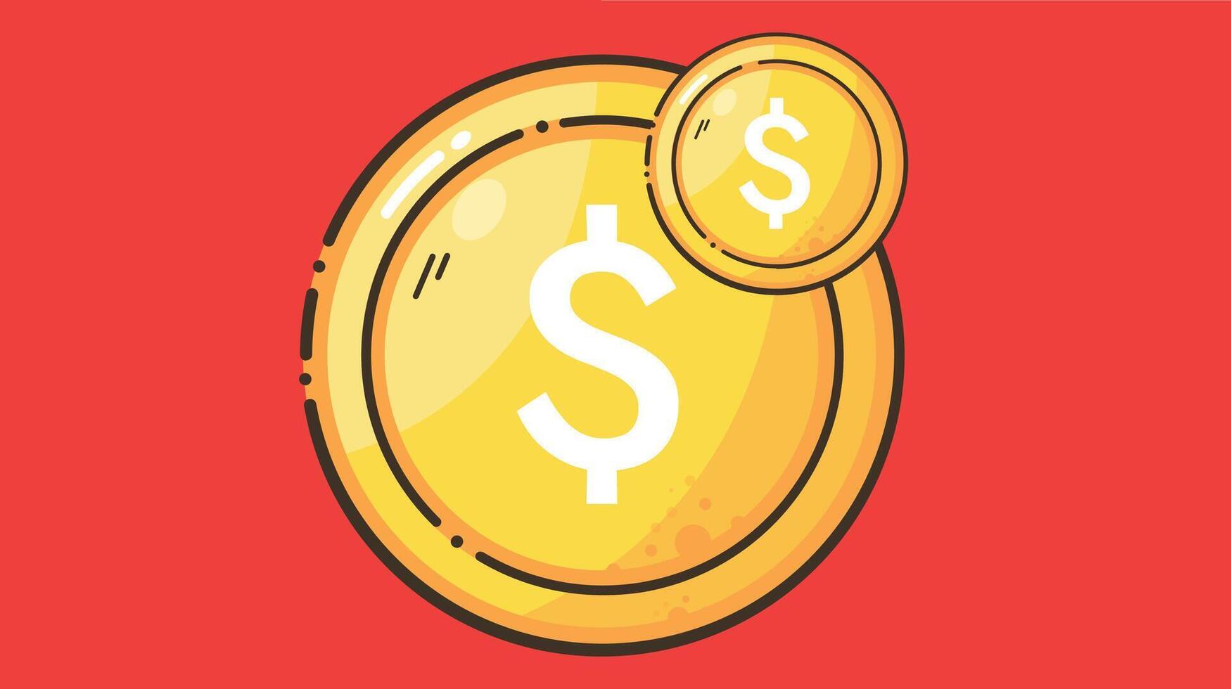 design illustration of money coins with a dollar sign, symbolizing wealth, financial transactions vector