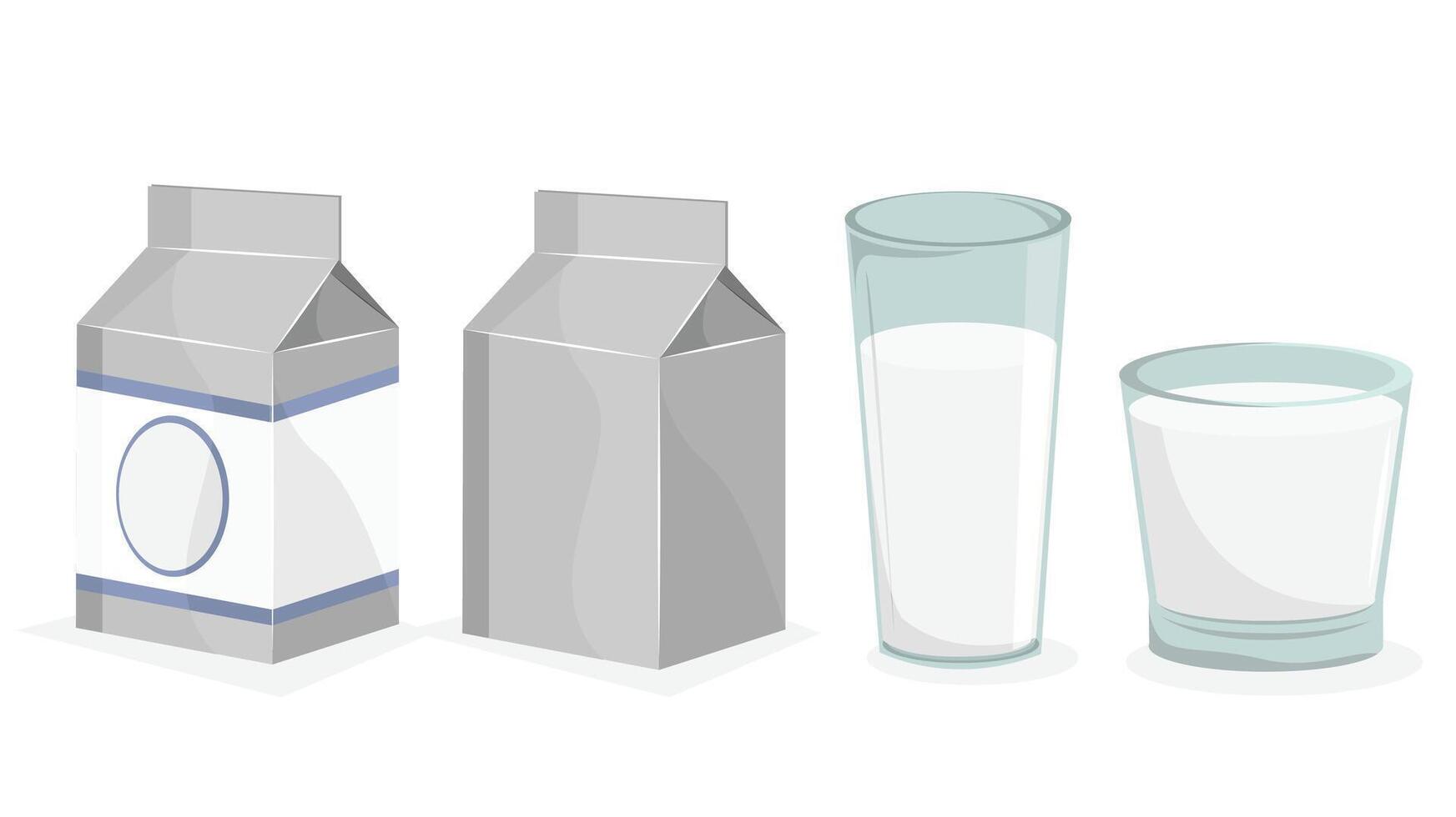 Various milk bottles, showcasing different shapes and sizes. The image represents milk packaging options vector