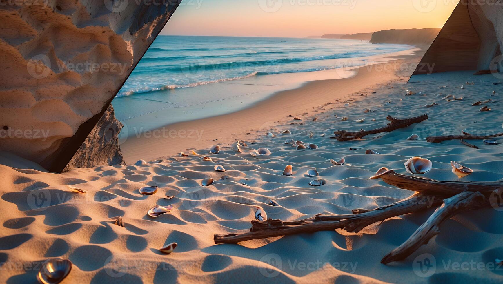 Beach Landscape with Shells and Sand photo