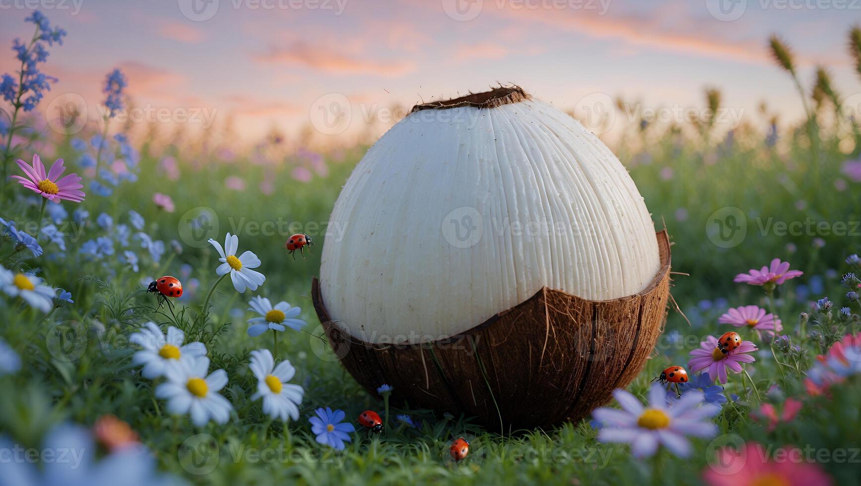 Coconut on Flower Field photo
