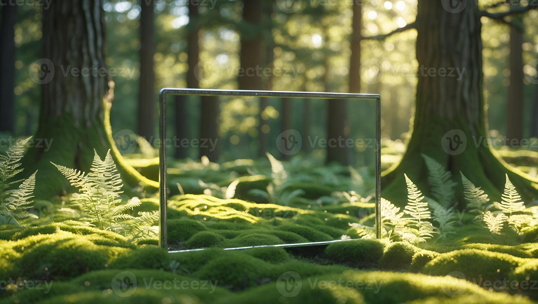 Rectangle Frame in Forest with Moss and Ferns photo