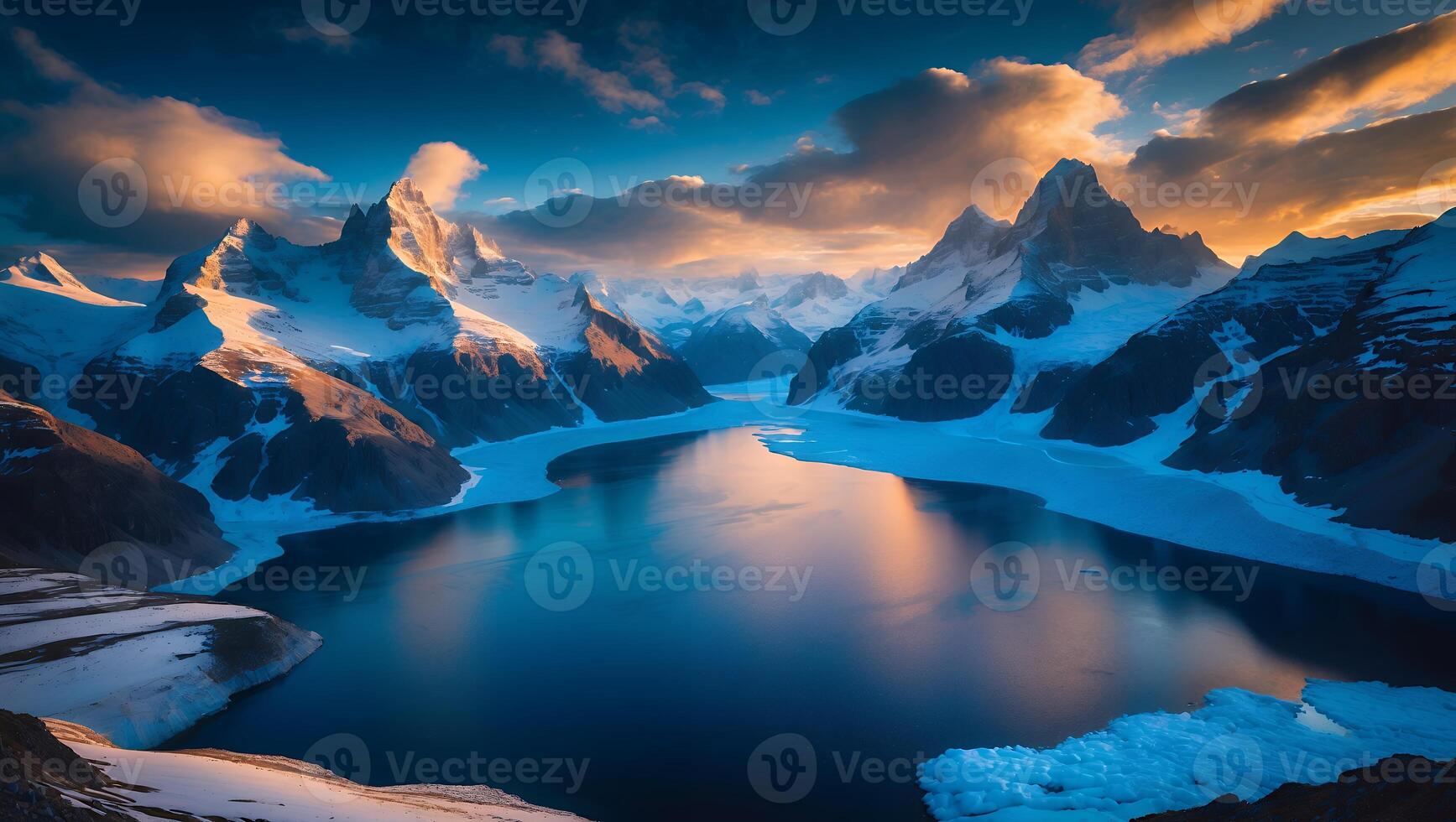 Snow Mountain View at Sunset photo