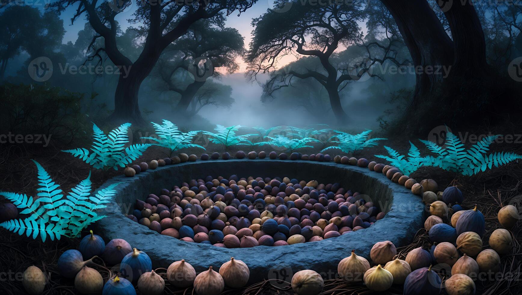 Fig and Fern in Mystical Forest Setting photo