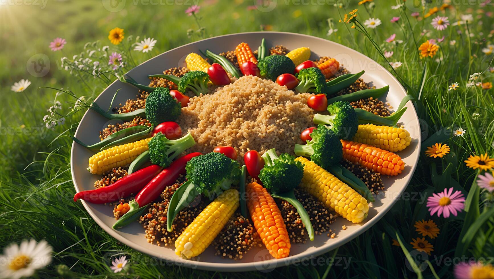 Quinoa Salad with Vegetables in a Field photo