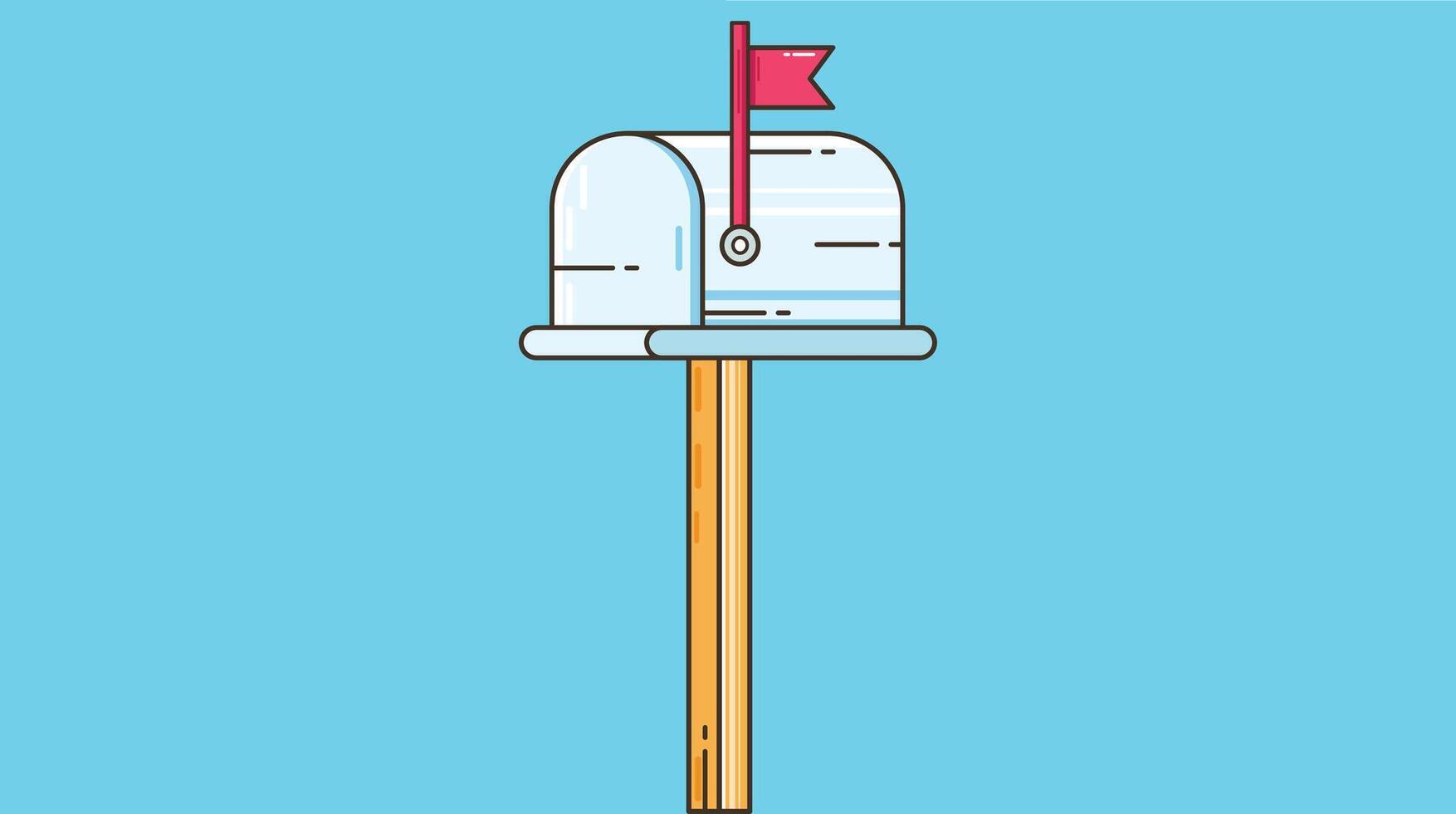 A simple, isolated mailbox design, featuring a classic metal or wooden structure with a flag for outgoing mail, set against a plain background for clarity and focus vector