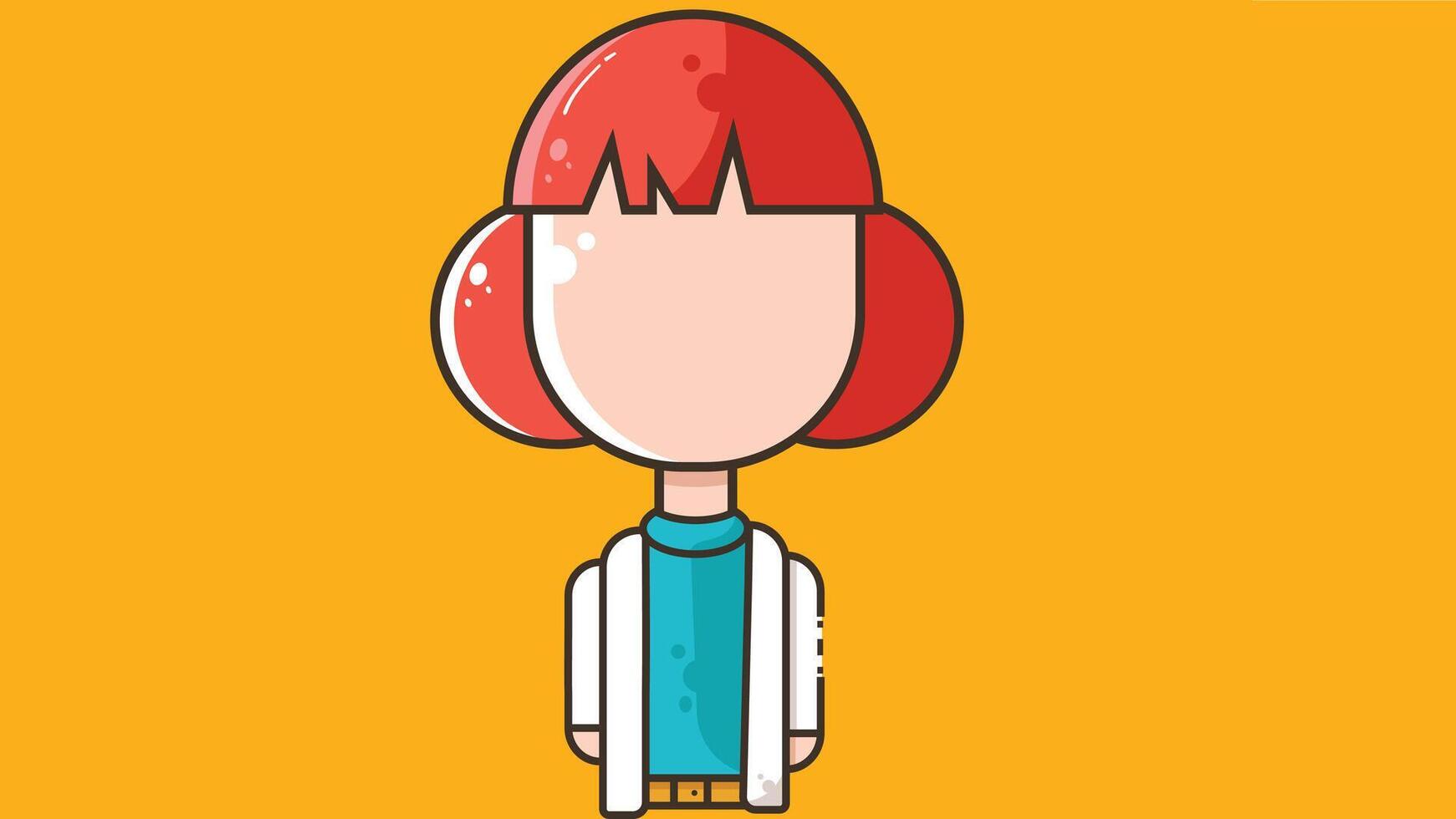 Cute girl cartoon style characters with expressive faces and colorful outfits vector