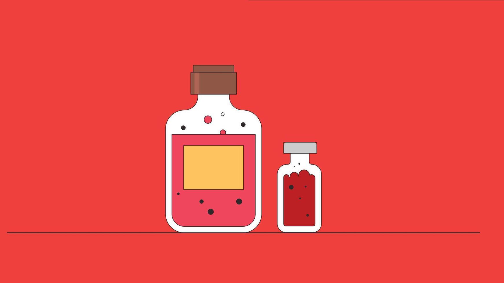 Flat illustration of a medical bottle isolated on a solid background, representing pharmaceutical packaging vector