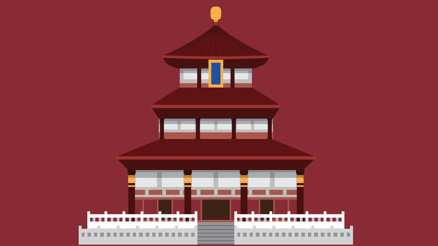 illustration of a Chinese temple isolated against a clean background, showcasing traditional architectural elements vector
