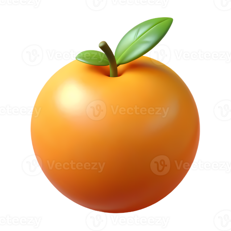 An orange with a leaf on it png