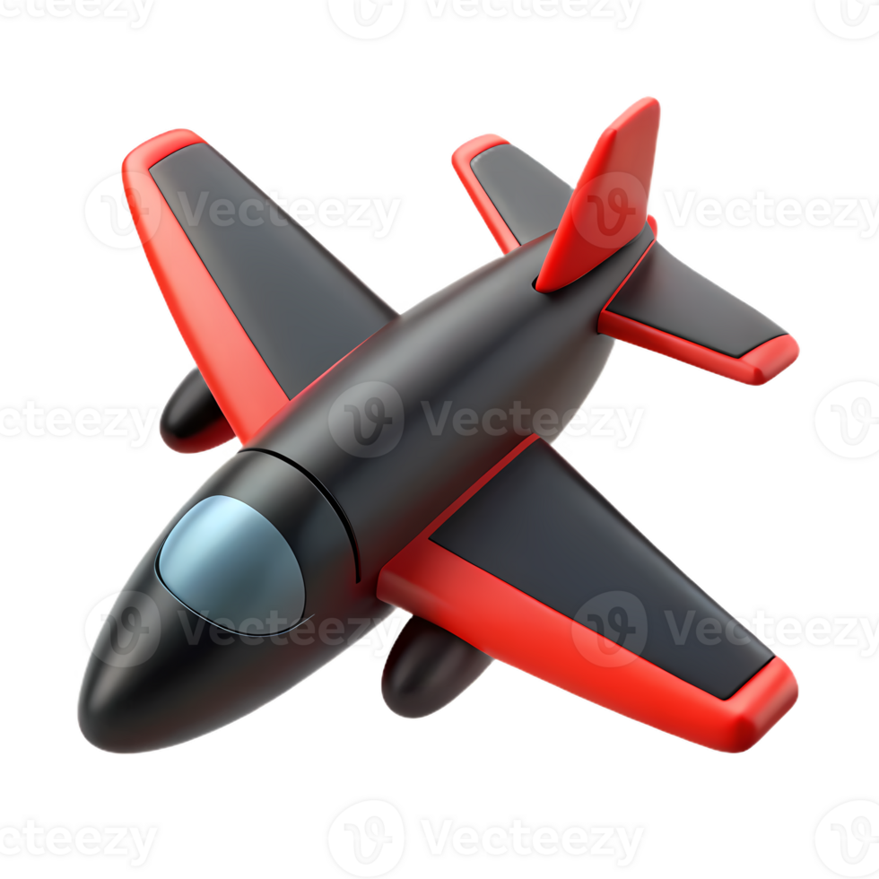 A toy airplane with red and black paint png