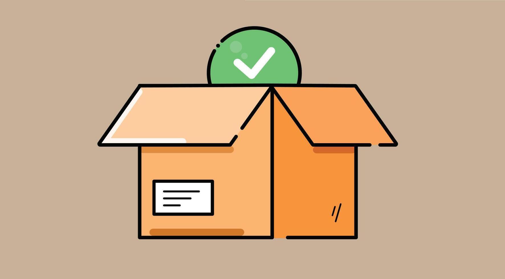 An illustration of an opened shipping box, ready for delivery. The box is partially opened to reveal its contents vector