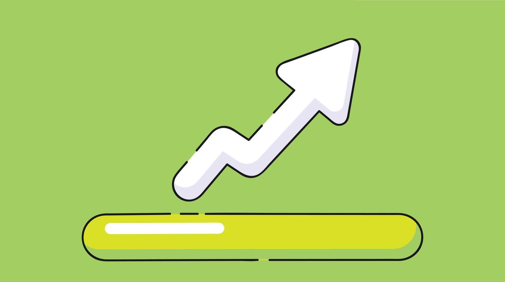 Green stock market arrow pointing upward indicating rising prices or positive growth in financial charts and investment markets vector