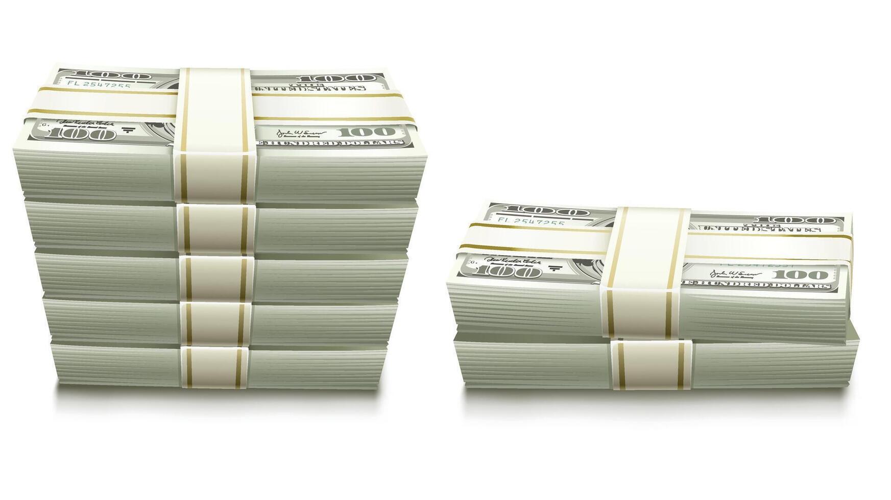 3D design illustration of money packs stacked together, showcasing a neat and organized arrangement of currency bundles 02 vector