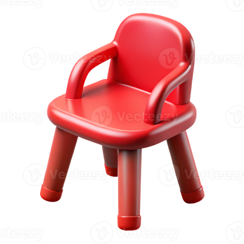 A red plastic chair with a wooden seat png