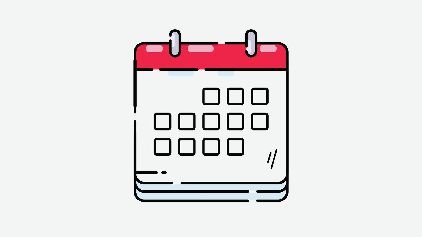 A simple calendar icon with an outline design, representing dates and schedules in a minimalistic style, often used for planning or event management vector