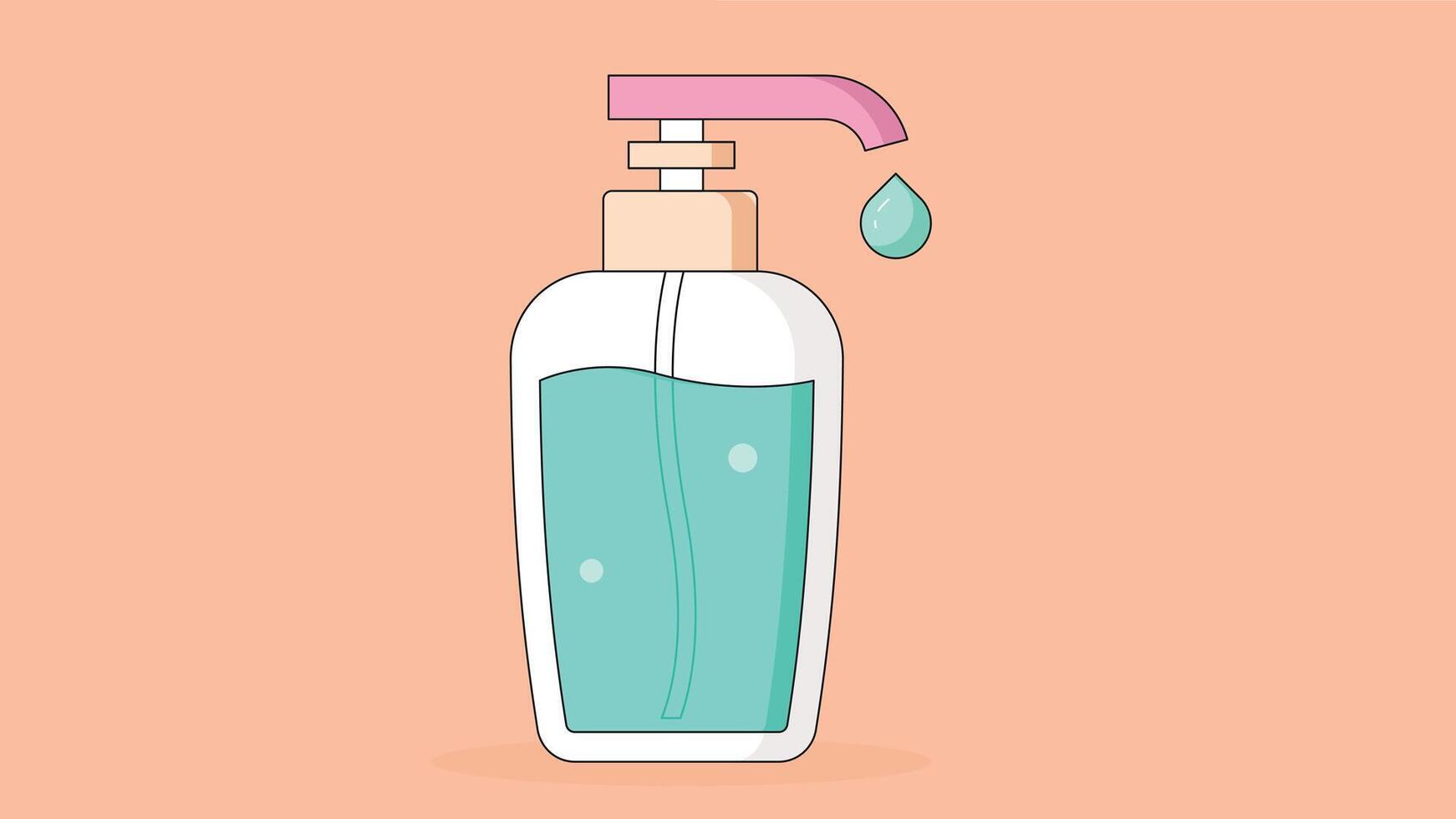 Stylized illustration of a soap bottle isolated on a plain background. The bottle features a pump top and minimal label design vector