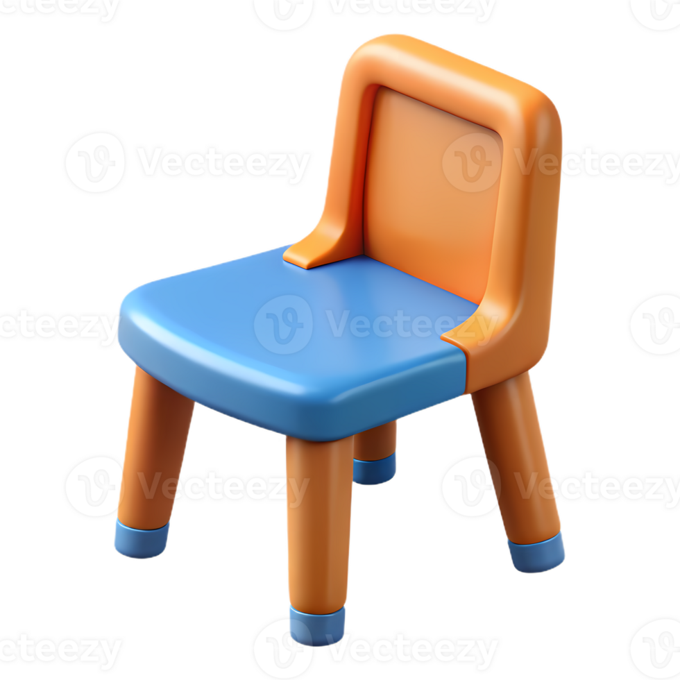 A small plastic chair with a blue seat png