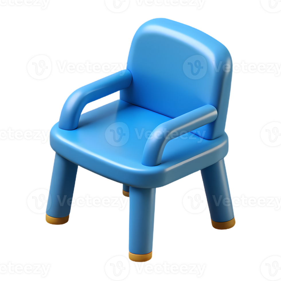 A blue plastic chair with a wooden seat png